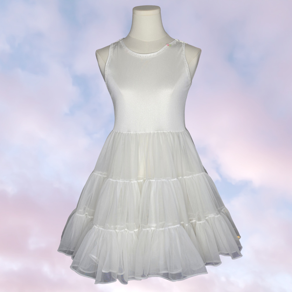 Vtg Childrens Girls White Ruffled Petticoat Ballet Dance Costume Dress Size 12